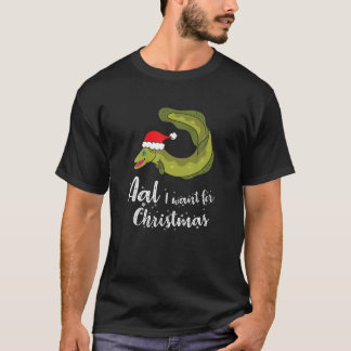 T-shirt Mens Eel Je Veux Pour Noël Pêche Cadeau Noël