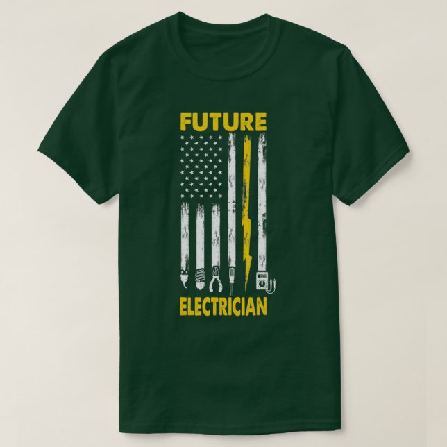 T-shirt Mens Electrician Us Flag Tools for Future Electric (Design devant)