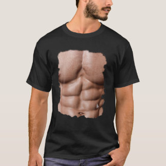 T-shirt Mens Fake Muscle Sous La Poitrine Six Pack Abs Imp