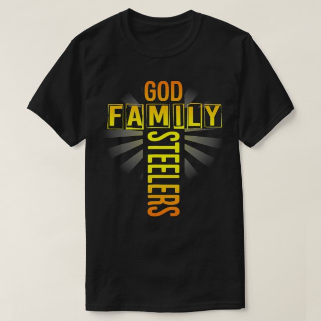 T-shirt Mens Father's Day Gift God Family Steeler Cross Ch (Design devant)