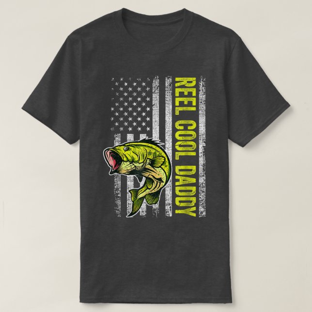 T-shirt Mens Father's Day Shirt Reel Cool Daddy Fish Ameri (Design devant)