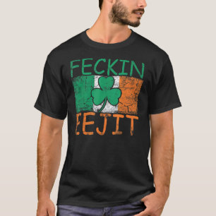 T-shirt Mens Feckin Eejit Irlande Drapeau irlandais Slang