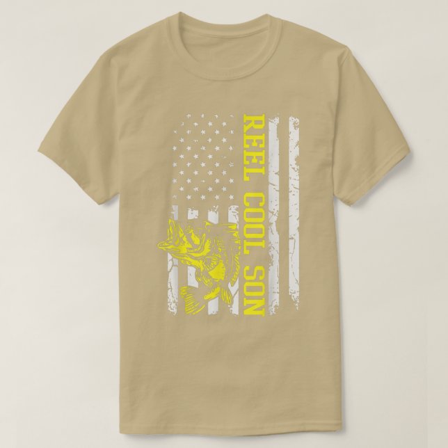T-shirt Mens Fête des pères Fishing USA Drapeau Amérique  (Design devant)