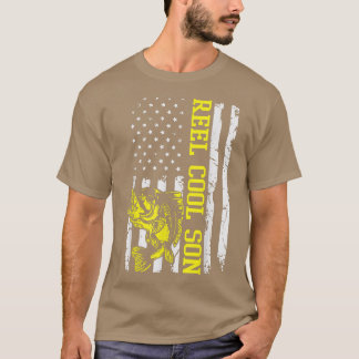T-shirt Mens Fête des pères Fishing USA Drapeau Amérique 