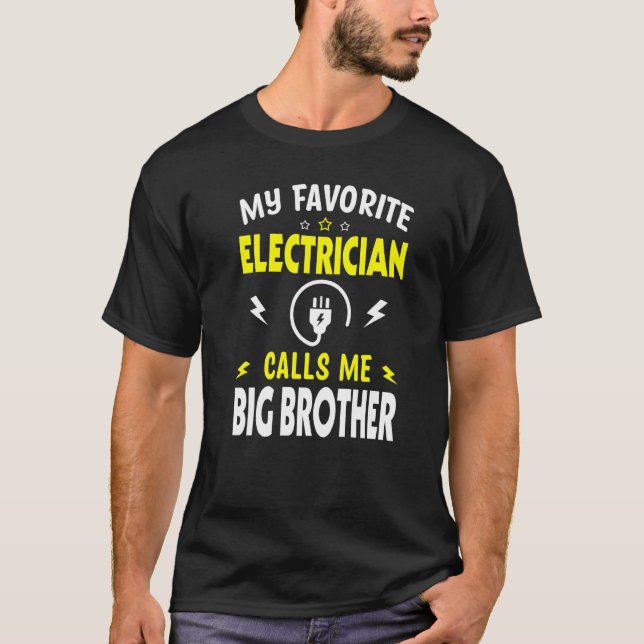 T-shirt Mens Fête des pères Mon Électricien Favori M'Appel (Devant)