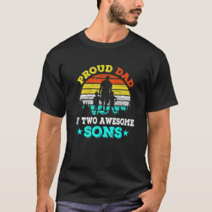 T-shirt Mens Fier Papa De Deux Fils Fils Fantastiques Cool