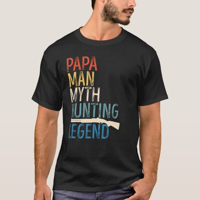 T-shirt Mens Fier Papa Papa La Légende De Chasse Retro Vin (Devant)