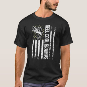 T-shirt Mens Fishing Us Drapeau Reel Cool Grammes Pour Dad