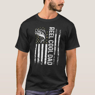 T-shirt Mens Fishing Usa Drapeau Reel Cool Papa Pour Daddy