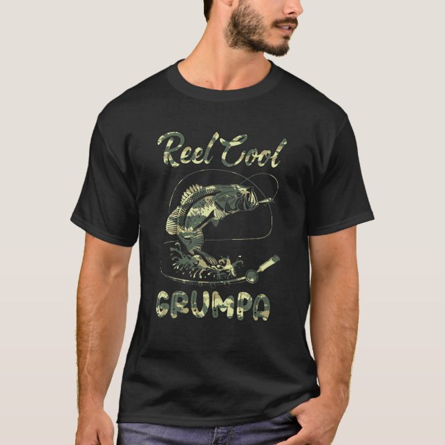 T-shirt Mens Flag Camo Reel Cool Grumpa Funny Fathers Day (Devant)