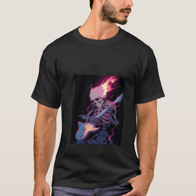 T-shirt men's flaming rock skeleton (Devant)