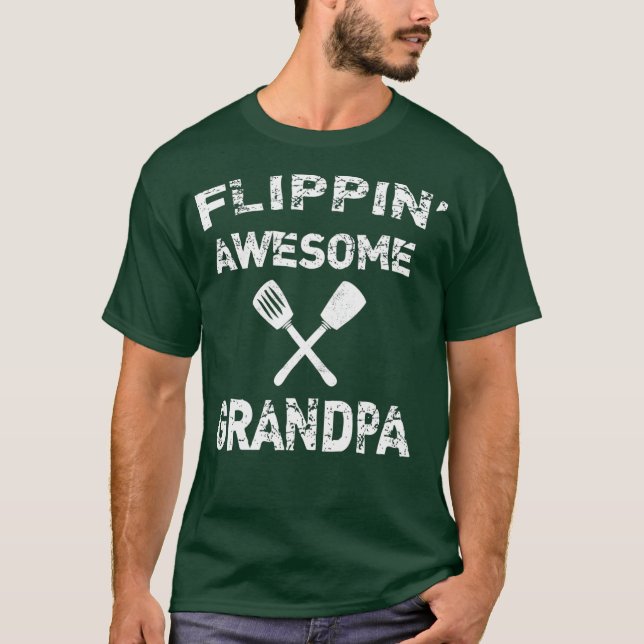 T-shirt Mens Flippin Awesome Grandpa Fun Cooking BBQ (Devant)