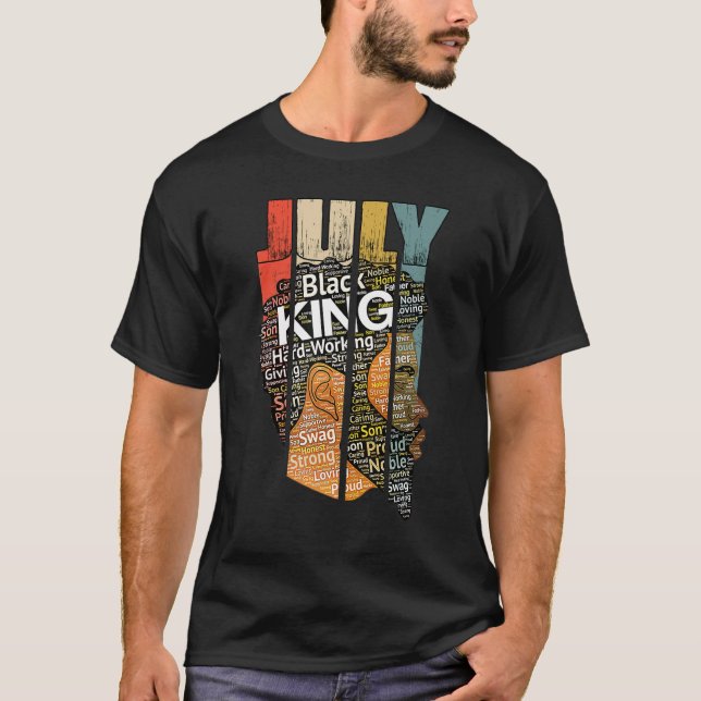 T-shirt Mens Forts Noir King Américain Zodiac Leo Natura (Devant)