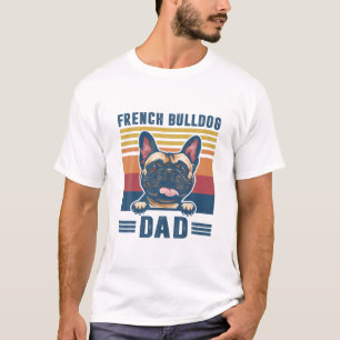 T-shirt Mens French Bulldog Papa Père Retro French Bulldo