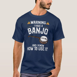 T-shirt Mens Funny Banjo Joueur Avertissement cadeau J'AIM