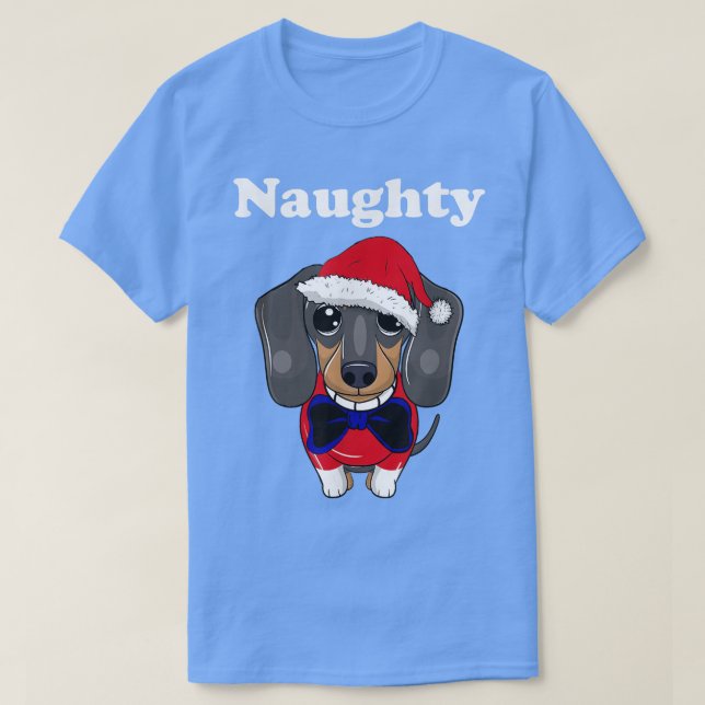 T-shirt Mens Funny Naughty Christmas Dachshund Funny Wiene (Design devant)