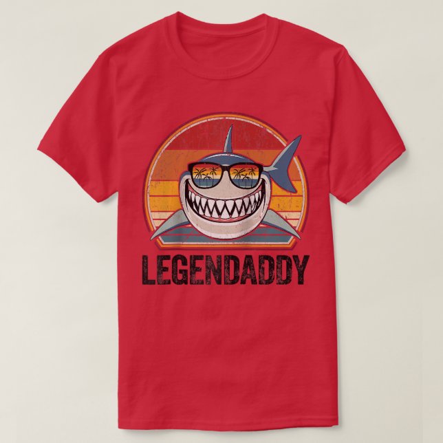 T-shirt Mens Funny Shark Tee Retro Legendaddy Papa Cadeaux (Design devant)