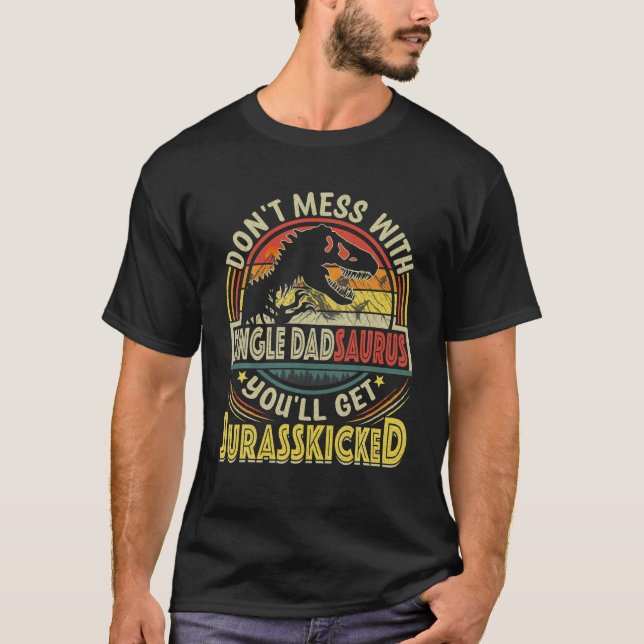 T-shirt Mens Funny Single Dad Rex Saurus Father's Day Chri (Devant)