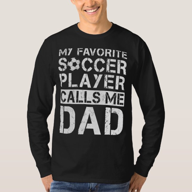 T-shirt Mens Funny Soccer Papa Mon Joueur De Football Favo (Devant)