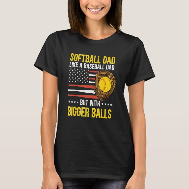 T-shirt Mens Funny Softball Dad Like A Baseball Dad US Fla (Devant)