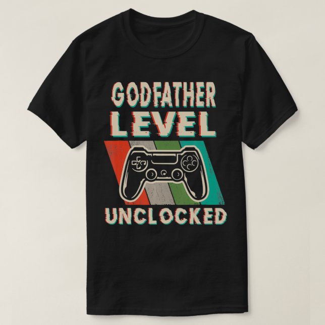T-shirt Mens Godfather Level Unlocked Funny Leveled Up To  (Design devant)