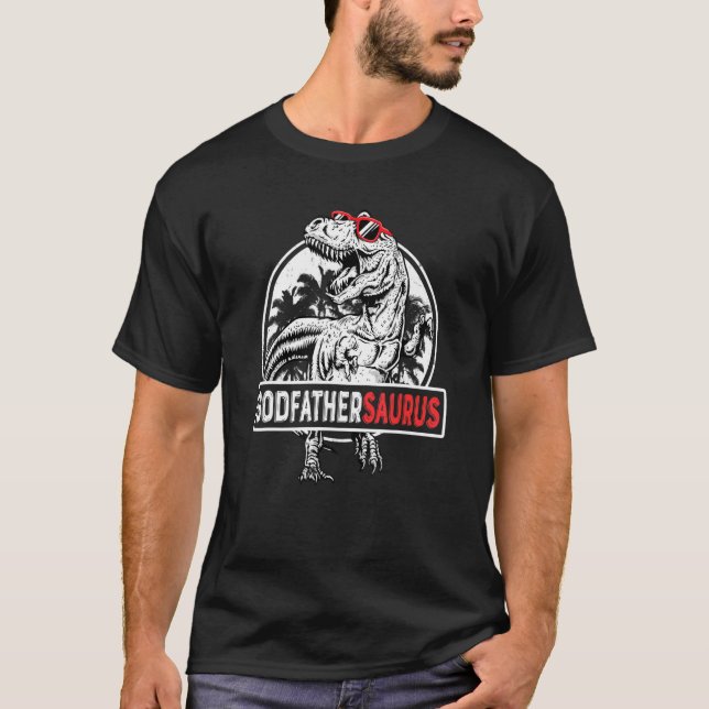 T-shirt Mens Godfathersaurus Rex Dinosaur Godfather Saurus (Devant)