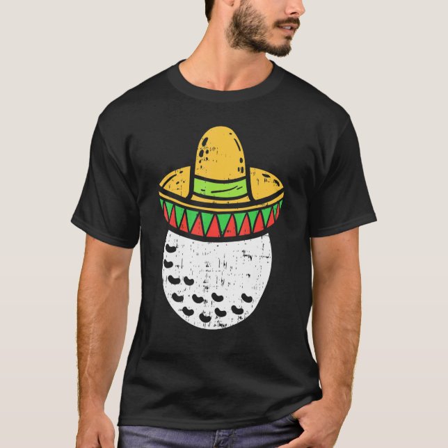 T-shirt Mens Golf Ball Sombrero Cinco De Mayo Mexicain Gol (Devant)