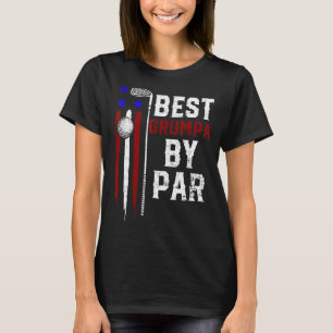 T-shirt Mens Golf Best Grumpa By Par Grand-pa Golf Drapeau