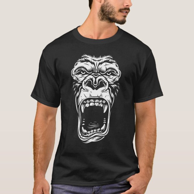 T-shirt Mens Gorilla Masque Visage Pour Hommes Drôle (Devant)