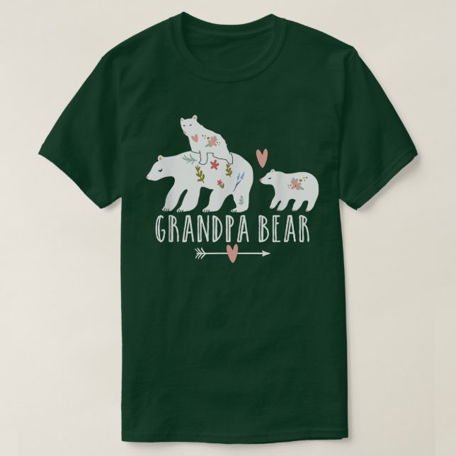 T-shirt Mens Grand-pa Bear 2 Enfants Twin Cubs, Cool Grand (Design devant)