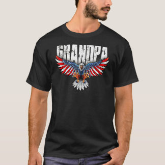 T-shirt Mens Grand-pa Vintage Usa Drapeau Bald Eagle Patri