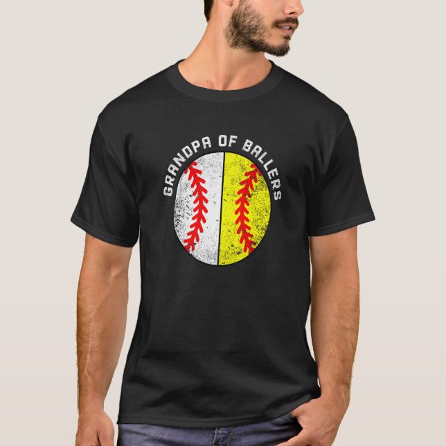 T-shirt Mens Grand-Père De Ballers Baseball Softball Grand (Devant)