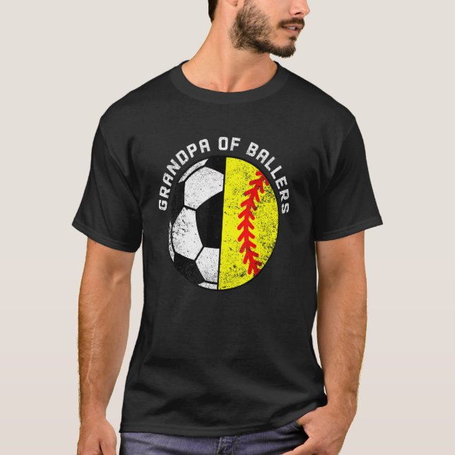 T-shirt Mens Grand-Père De Ballers Football Softball Grand (Devant)