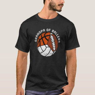 T-shirt Mens Grand-Père De Ballers Volley-Basket-Ball Foot