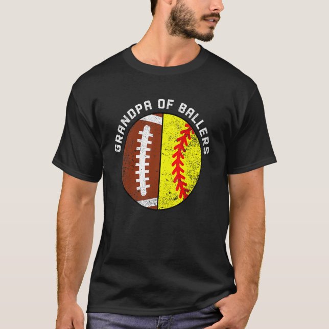 T-shirt Mens Grand-Père De Ballon Football Softball Groupe (Devant)