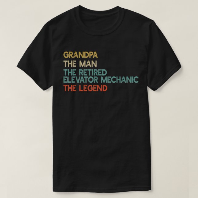 T-shirt Mens Grand-Père L'Homme L'Ascenseur Retraité Mécan (Design devant)