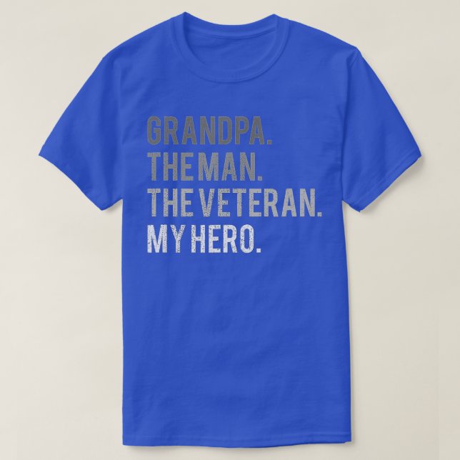 T-shirt Mens Grand-Père L'Homme Le Vétéran Mon Héros Papa (Design devant)