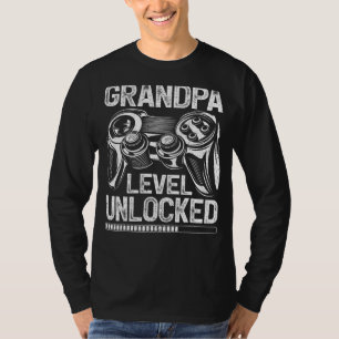 T-shirt Mens Grand-père Niveau Déverrouillé Vidéo Gamer Pè