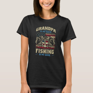 T-shirt Mens Grandpa est mon nom la pêche est mon jeu Amér