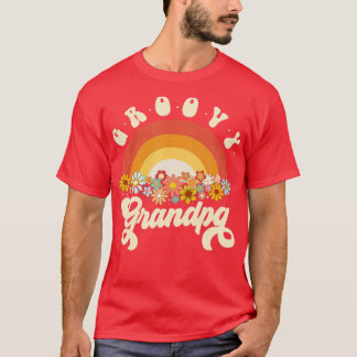 T-shirt Mens Grandpa Retro Rainbow Colorful Flowers Desig