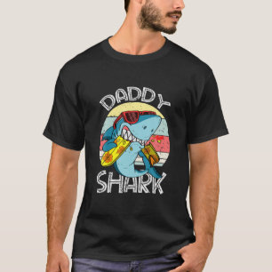 T-shirt Mens Great Daddy Shark Fête des pères Sunset Vingt