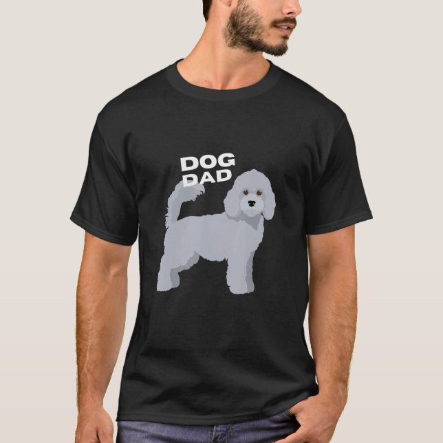 T-shirt Mens Grey Poodle Chien Papa Homme (Devant)