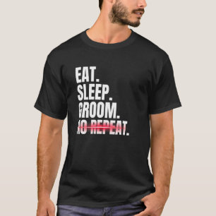 T-shirt Mens Groom Mariage Mange Sommeil Pas De Répétition