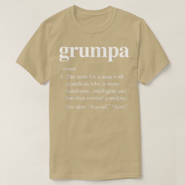 T-shirt Mens Grumpa Définition Funny Noun Grandpa Défini  (Design devant)