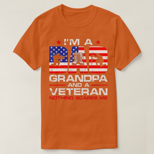 T-shirt Mens Gun American Flag Je suis papa grand-père et  (Design devant)