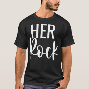 T-shirt Mens Her Rock Son Cadeau de jumelage de paix Coupl