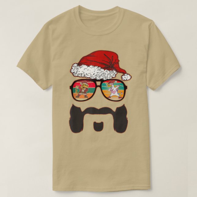 T-shirt Mens Hipster Père Noël Beard Aviateur Lunettes de  (Design devant)