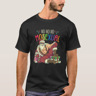 T-shirt Mens Ho Ho Mosexué Gay Père Noël LGBT Pun Gay P