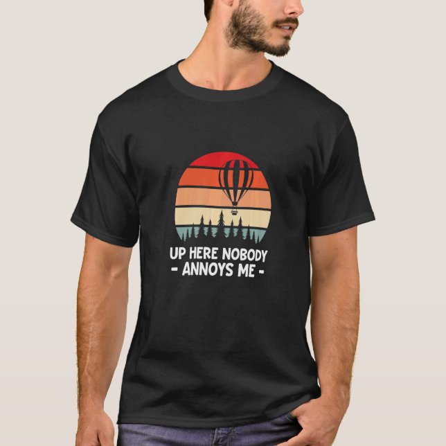T-shirt Mens Hot Air Balloon Nobody Annoys Me Ballooning P (Devant)