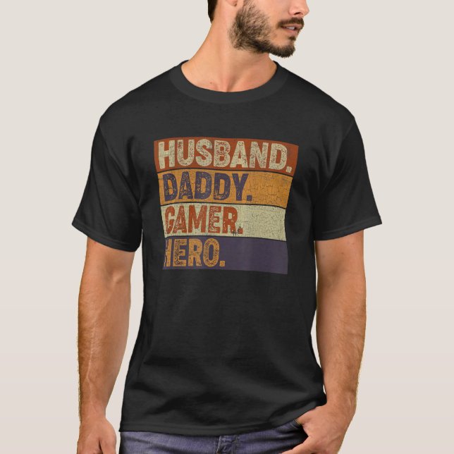 T-shirt Mens  Husband Dad Father Gamer Gaming (Devant)